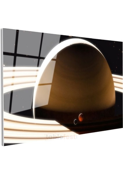 Satürn Gezegeni - Muhteşem Halkaları ve Uyduları ile Uzay Manzarası Cam Tablo modelleri