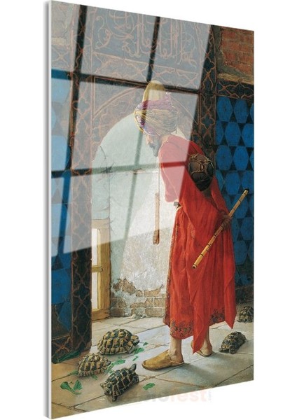 Osman Hamdi Bey - Kaplumbağa Terbiyecisi Cam Tablo