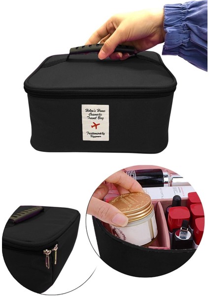 Siyah Seyahat Makyaj Çantası, Düzenleyici ve Taşımaya Uygun, 24x21x11 cm fiyatları