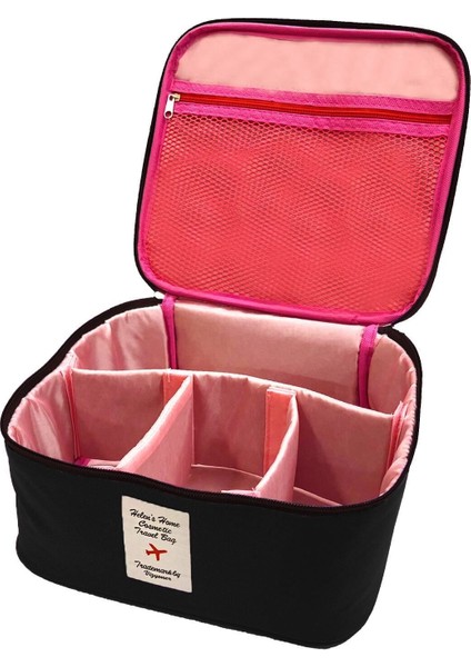 Siyah Seyahat Makyaj Çantası, Düzenleyici ve Taşımaya Uygun, 24x21x11 cm modelleri