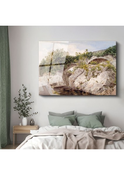 John Constable - Taş Köprü ve Kayalıklar Cam Tablo