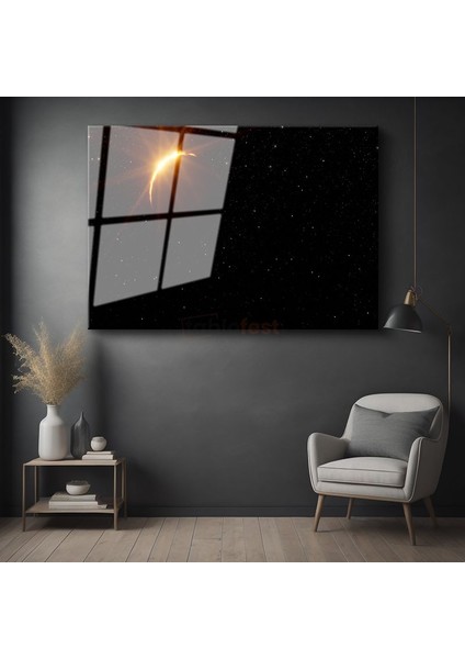 Güneş Tutulması - Yıldızlarla Çevrili Kozmik Olay Cam Tablo