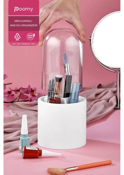 Mor Bölmeli Şeffaf Makyaj ve Fırça Düzenleyici, Pratik ve Şık Tasarım