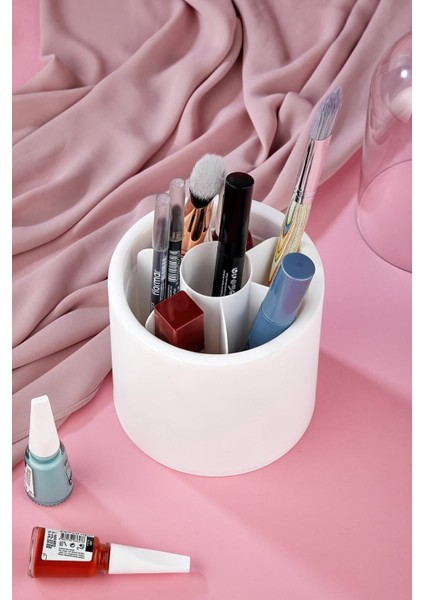 Mor Bölmeli Şeffaf Makyaj ve Fırça Düzenleyici, Pratik ve Şık Tasarım