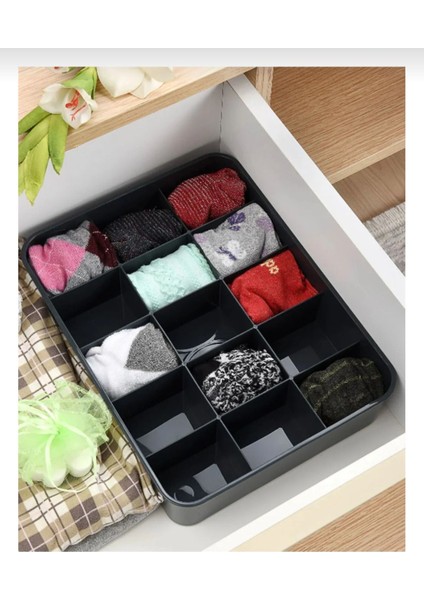 15 Bölmeli Çekmece Içi Düzenleyici Organizer, Siyah Renk fiyatları