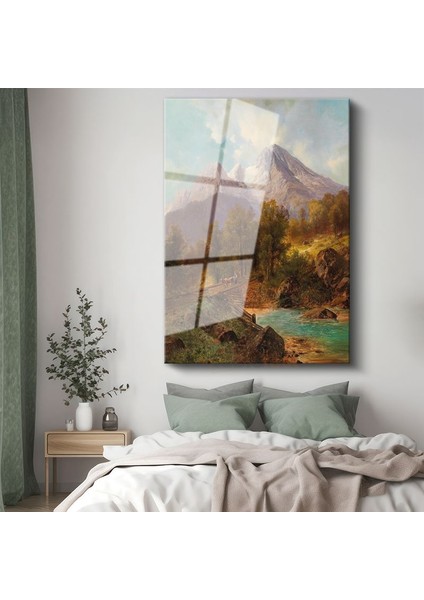 Albert Bierstadt - Dağ Manzarası Cam Tablo