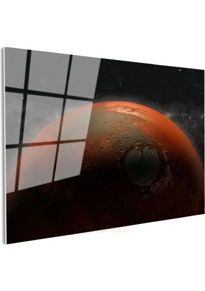 Mars - Kızıl Gezegen Krater Manzarası Cam Tablo