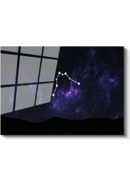 Yıldız Takımı - Mor Nebula Içinde Parlayan Gece Gökyüzü Cam Tablo fiyatları