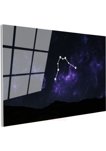 Yıldız Takımı - Mor Nebula Içinde Parlayan Gece Gökyüzü Cam Tablo modelleri