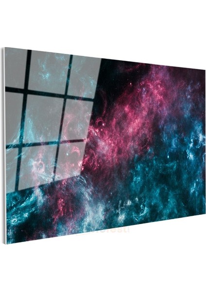 Kozmik Nebula - Pembe ve Mavi Tonlarında Uzay Bulutu Cam Tablo modelleri