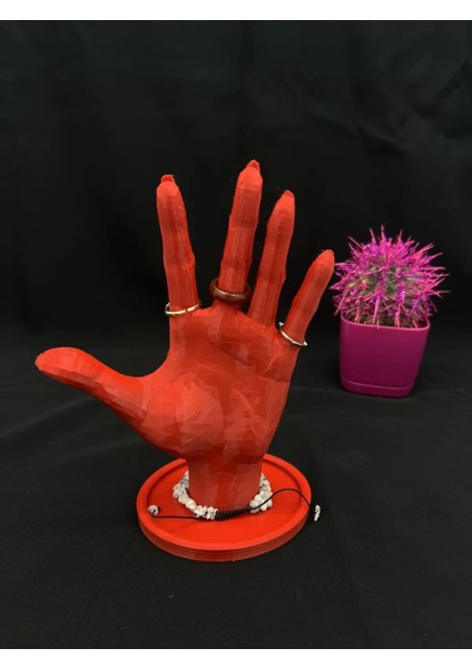 Kırmızı 18 cm Dekoratif El Takı Mankeni, Yüzük ve Ürün Sergileme Standı, Organizer modelleri