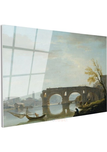 Richard Wilson - Roma Köprüsü Manzarası Cam Tablo