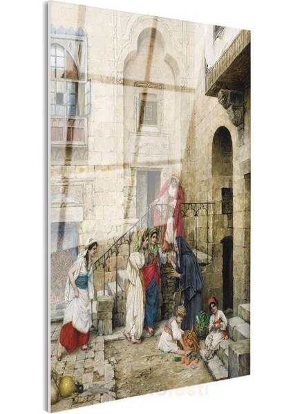 Osman Hamdi Bey - Harem Avlusunda Kadınlar Cam Tablo