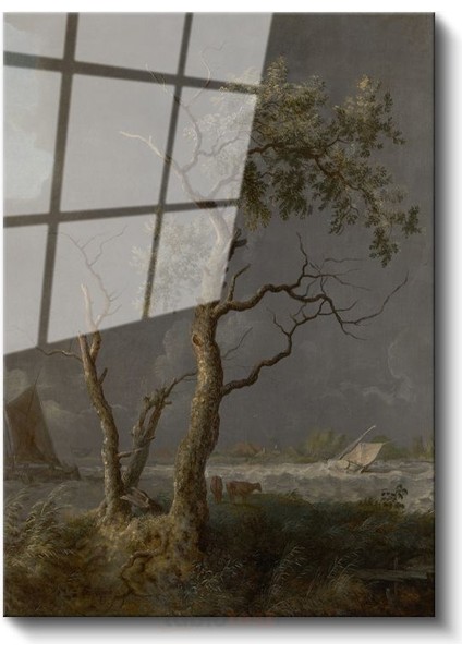 Jacob Van Ruisdael - Fırtınalı Deniz Manzarası Cam Tablo fiyatları