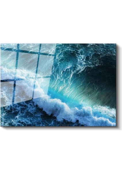 Turkuaz Dalga - Güçlü Okyanus Dalgası Dinamizmi Cam Tablo fiyatları