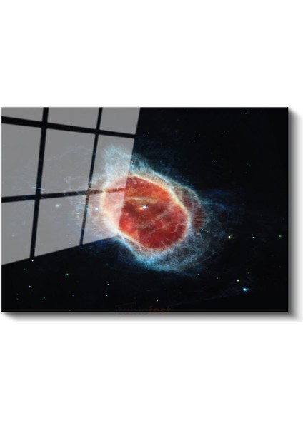 Kozmik Nebula - Uzayın Derinliklerinde Kızıl Parıltı Cam Tablo fiyatları