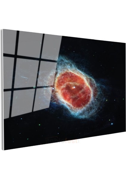 Kozmik Nebula - Uzayın Derinliklerinde Kızıl Parıltı Cam Tablo modelleri