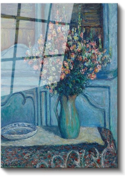 Henri Matisse - Mavi Vazoda Çiçekler Cam Tablo
