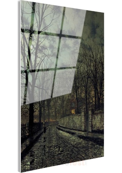 John Atkinson Grimshaw - Ay Işığında Yol Cam Tablo