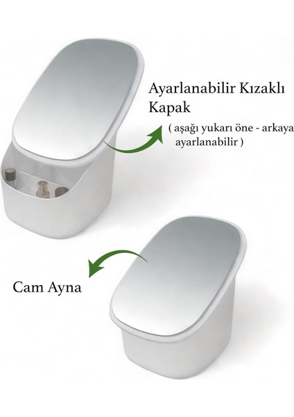 Aydınlatmalı Çok Bölmeli Modern Kişisel Düzenleyici Beyaz fırsatları