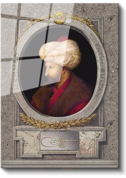 Osmanlı Padişahları - Fatih Sultan Mehmet Istanbul'un Fatihi Cam Tablo