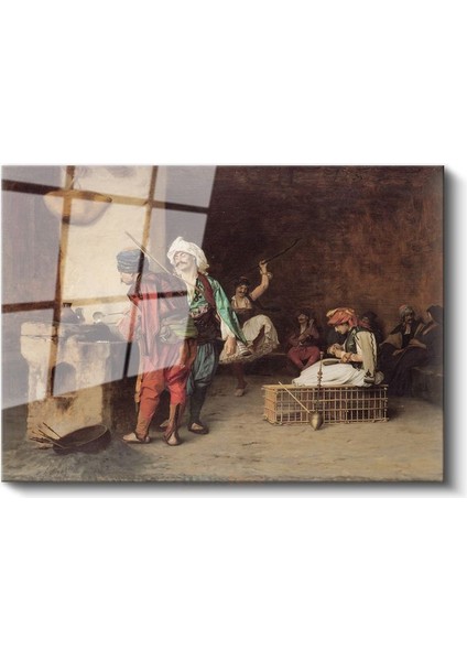 Osmanlı Kahvehanesi - Gündelik Yaşam Sahnesi Cam Tablo fiyatları