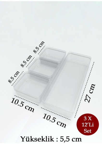 12 Parça Şeffaf Çekmece Içi Makyaj ve Takı Organizer Set fiyatları