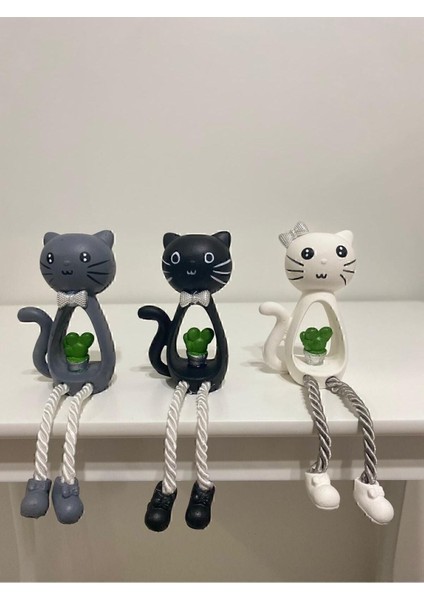 Renkli Sallanan Kedi Figürleri, 3'lü Set, Eğlenceli ve Dekoratif Aksesuarlar fiyatları