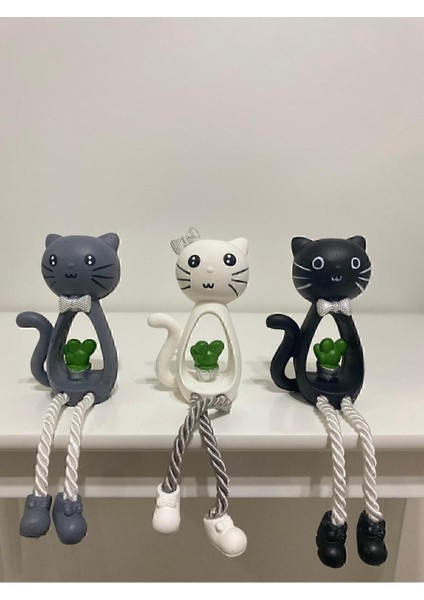Renkli Sallanan Kedi Figürleri, 3'lü Set, Eğlenceli ve Dekoratif Aksesuarlar modelleri