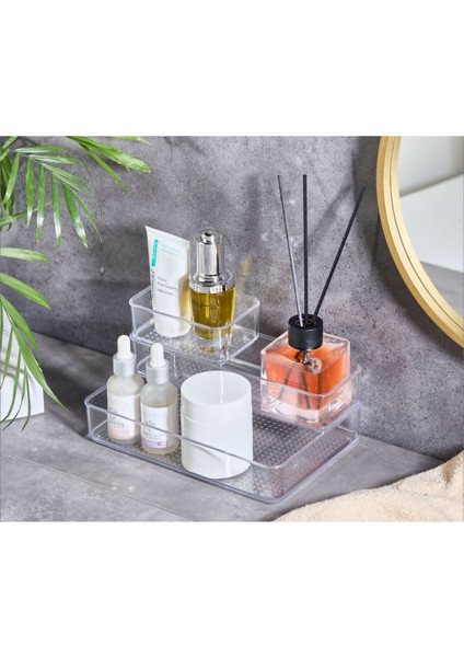 3'lü Şeffaf Çekmece Içi Organizer, Makyaj ve Takı Düzenleyici, Üst Üste Dizilebilir fiyatları