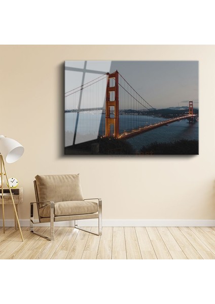 Golden Gate Köprüsü - Akşam Manzarası Cam Tablo