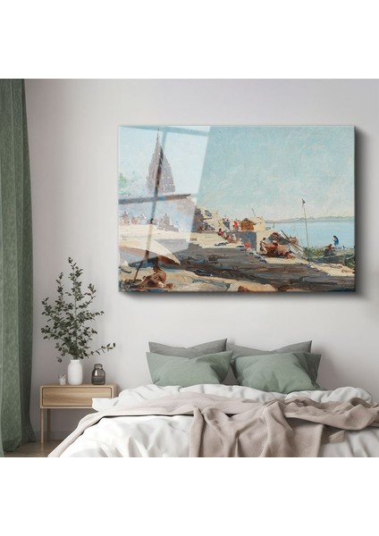 Edwin Lord Weeks - Ganj Nehri Kıyısı Cam Tablo