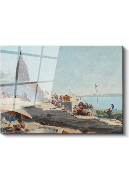 Edwin Lord Weeks - Ganj Nehri Kıyısı Cam Tablo fiyatları