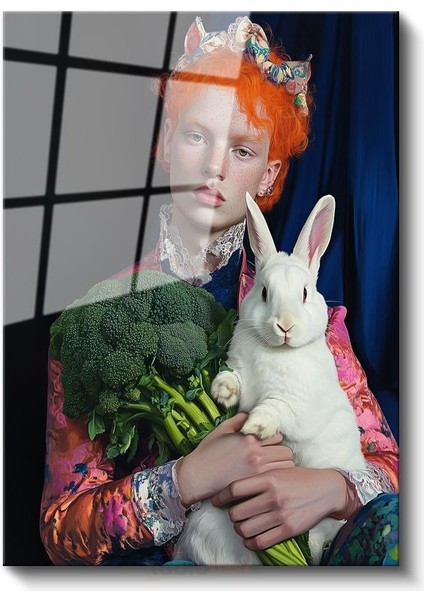 Tim Walker - Tavşanlı Portre Cam Tablo