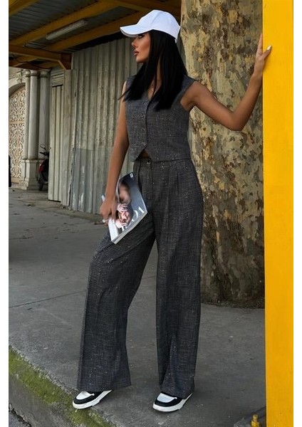 Pul Payetli ve Simli Yelekli Takım 10088 fiyatları