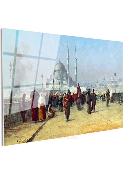 Istanbul Manzarası - Cami Önünde Kalabalık Cam Tablo modelleri