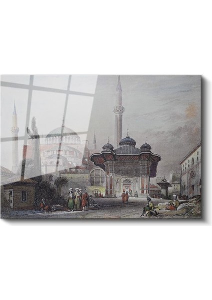 Ayasofya Camii - Osmanlı Döneminde Ihtişamlı Görünüm Cam Tablo fiyatları