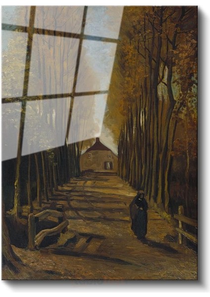 Vincent Van Gogh - Poplarlı Yol Cam Tablo