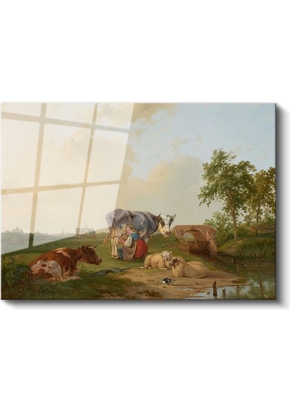 Aelbert Cuyp - Çayırda Hayvanlar Cam Tablo
