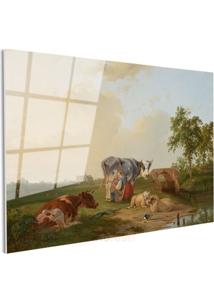 Aelbert Cuyp - Çayırda Hayvanlar Cam Tablo
