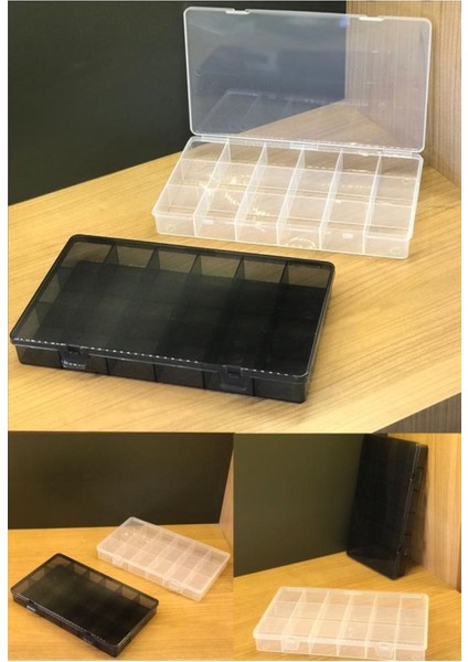 Iki Adet Beyaz Füme 18 Bölmeli Takı ve Dikiş Düzenleyici Kutusu