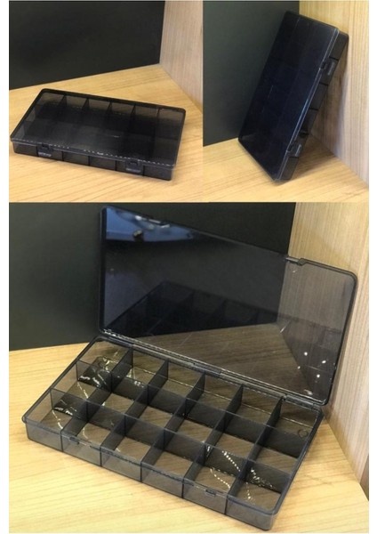 Iki Adet Beyaz Füme 18 Bölmeli Takı ve Dikiş Düzenleyici Kutusu