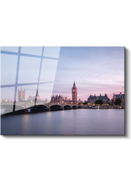 Westminster Sarayı - Nehir Kıyısı Manzarası Cam Tablo fiyatları