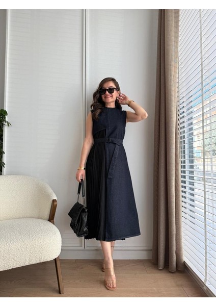 Mavi Pilise Garnili Kot Elbise fiyatları