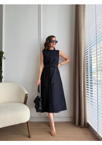 Mavi Pilise Garnili Kot Elbise modelleri