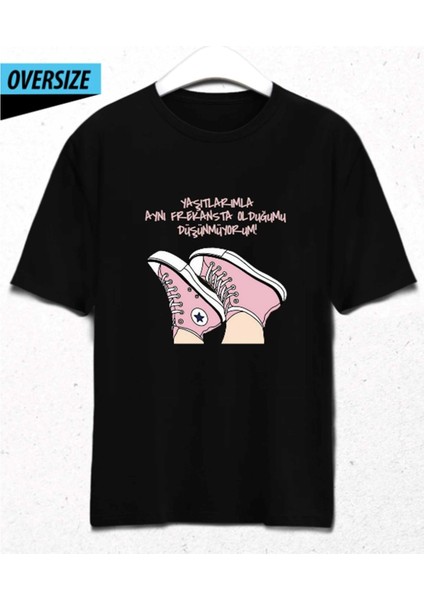 Farklı Frekans Oversize T-Shirt – Tarzı Da Düşüncesi De Özgün Siyah