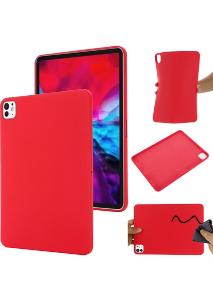 iPad Pro 13(2024)KILIF Sıvı Silikon Çizilmeye Dayanıklı Tablet Kılıfı-Kırmızı (Yurt Dışından)