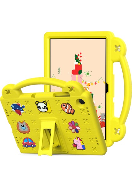 Samsung Galaxy Tab A9+Kılıf Eva Koruyucu Tablet Kılıfı Çocuk Dostu Tutma Sapı Destek Ayağı Kılıfı-Sarı (Yurt Dışından)
