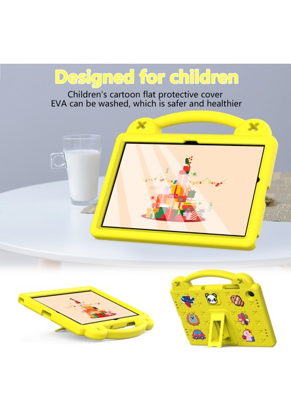 Samsung Galaxy Tab A9+Kılıf Eva Koruyucu Tablet Kılıfı Çocuk Dostu Tutma Sapı Destek Ayağı Kılıfı-Sarı (Yurt Dışından)
