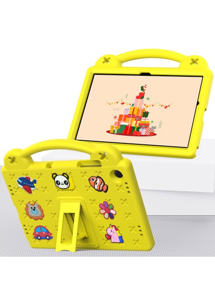 Samsung Galaxy Tab A9+Kılıf Eva Koruyucu Tablet Kılıfı Çocuk Dostu Tutma Sapı Destek Ayağı Kılıfı-Sarı (Yurt Dışından)
